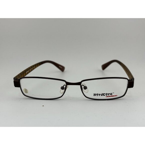 Hardcore Eyewear 1665 BRN 51-15-135 Yellow Plaid Eyeglass Frames - Picture 2 of 7